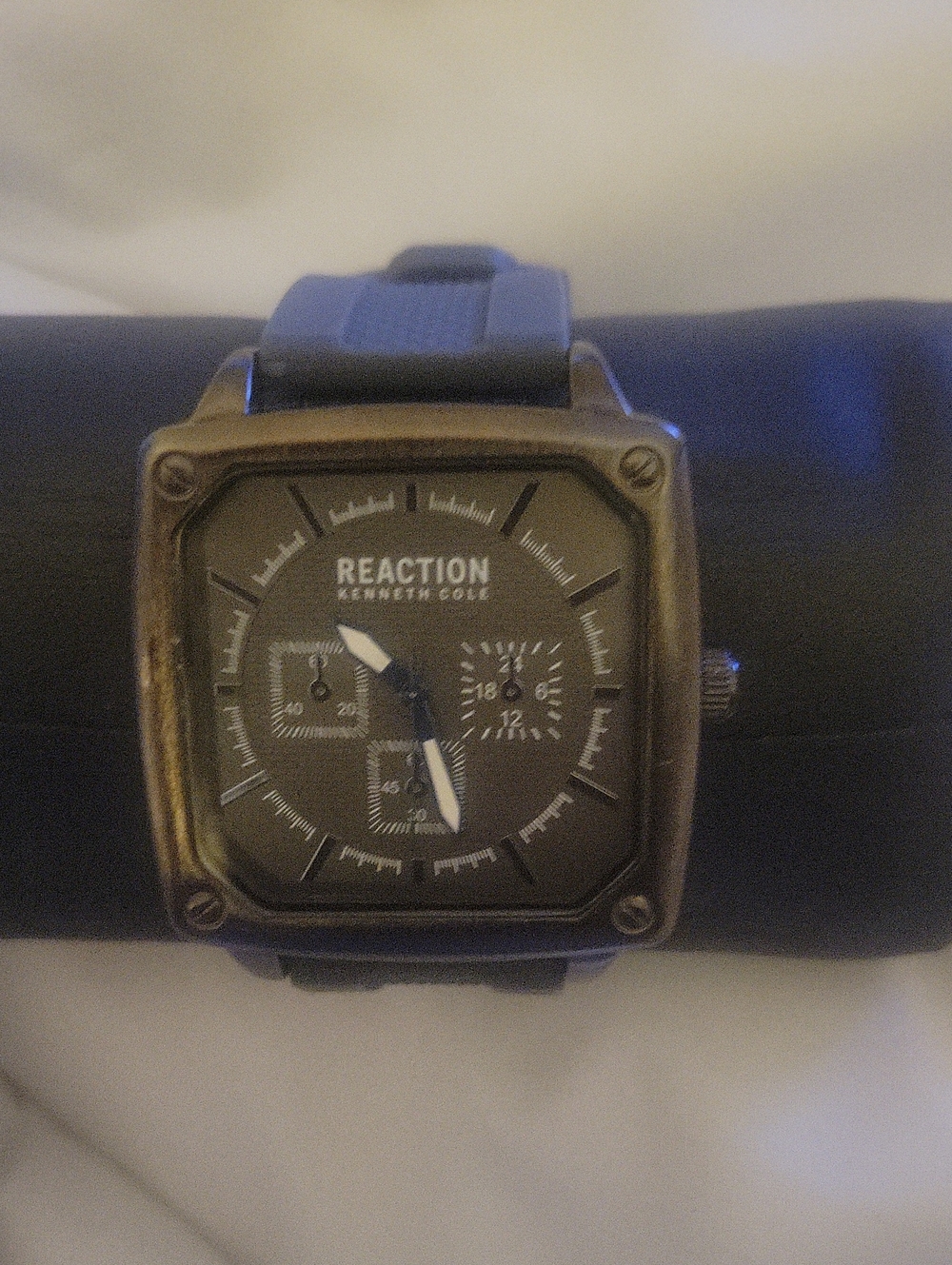 Kenneth Cole Reaction Square Gray Dial Watch with Blue Strap